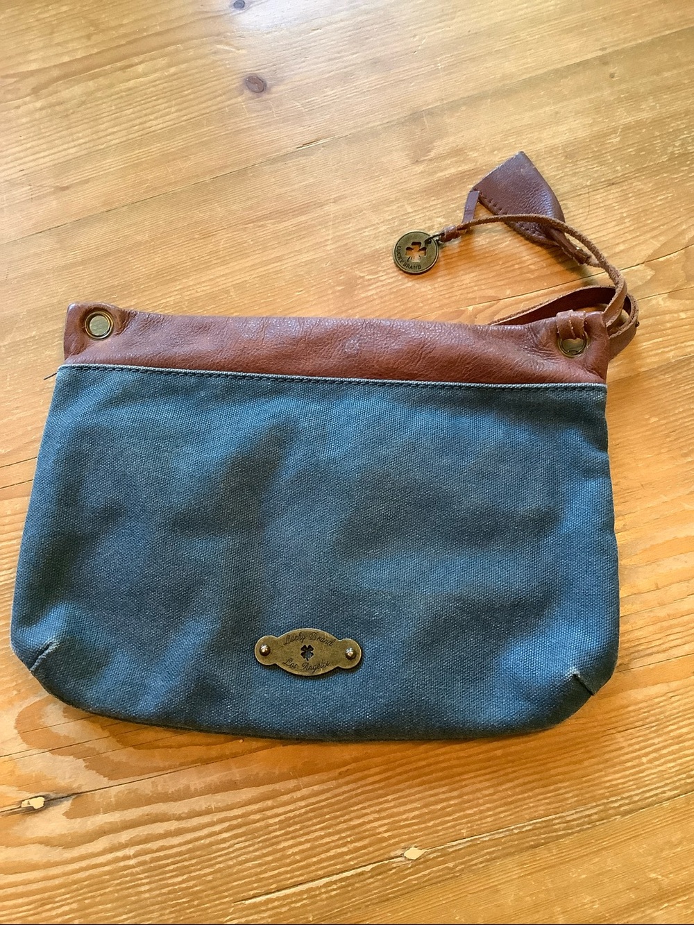 Lucky Brand Canvas Indigo Blue "Roadhouse" Studded Clutch Bag - Picture 3 of 7